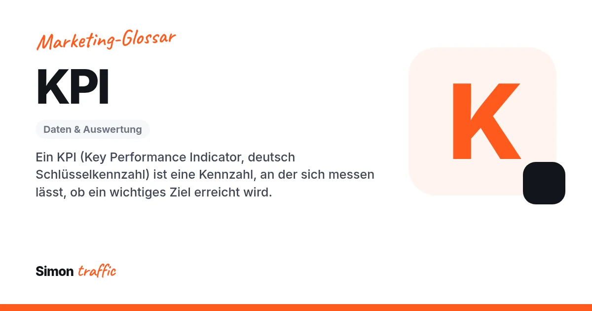 KPI einfach erklärt: Ein KPI (Key Performance Indicator, deutsch Schlüsselkennzahl) ist eine Kennzahl, an der sich messen lässt, ob ein wichtiges Ziel erreicht wird.