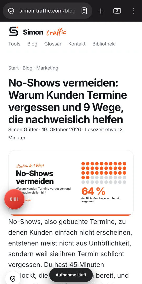Rec-Bubble Screenshot: Aufnahme läuft
