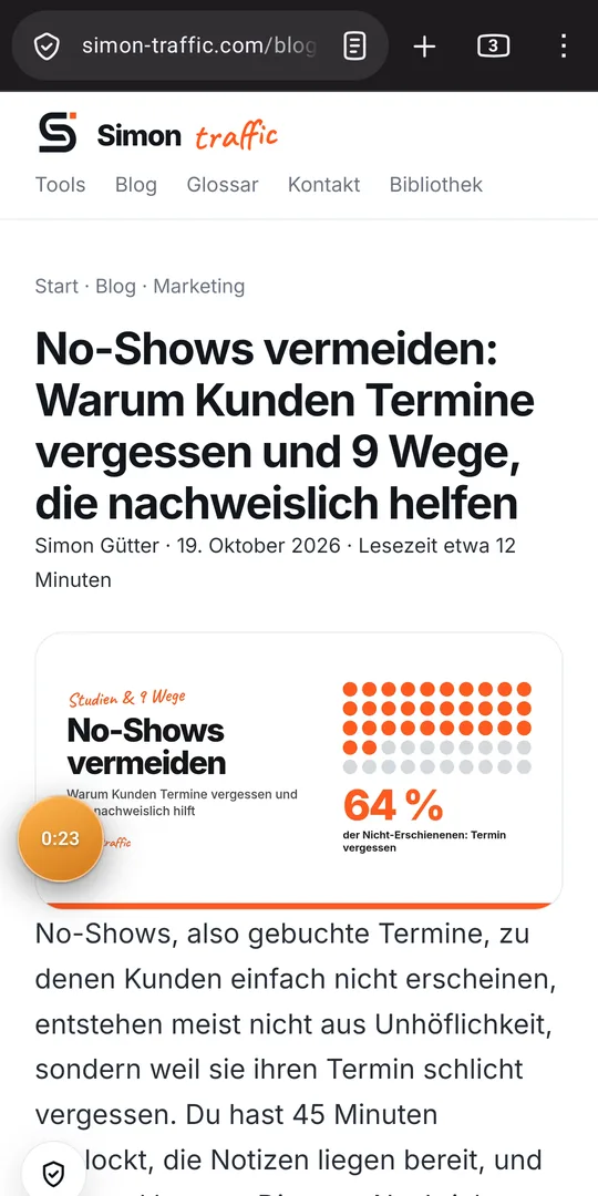 Rec-Bubble Screenshot: Pause zwischen zwei Gedanken